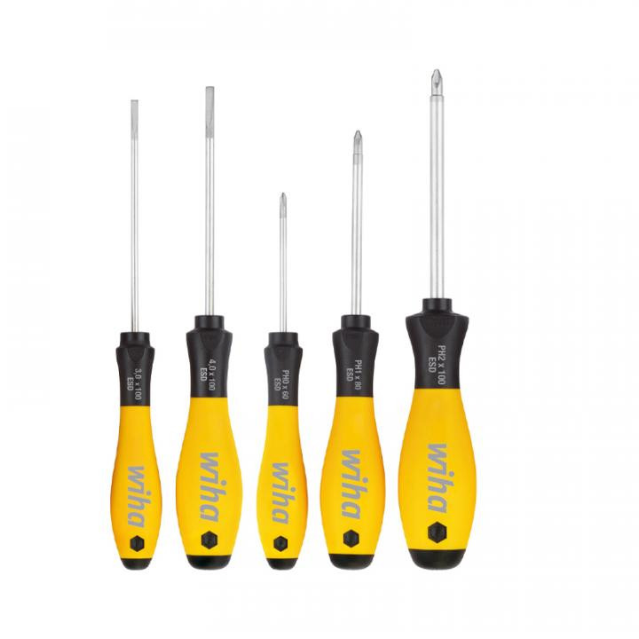 EP1402067 WIHA ESD-Schraubendreher-Satz Schlitz Kreuz 5-tlg