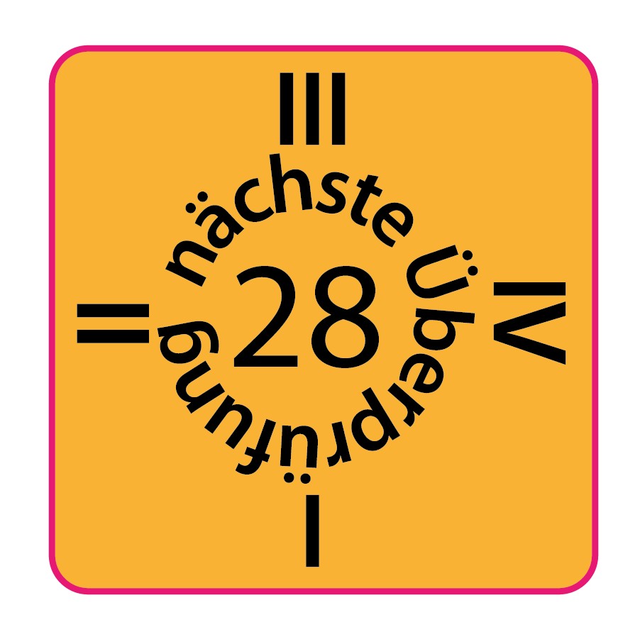 Prüfetikett 2028 in orange
