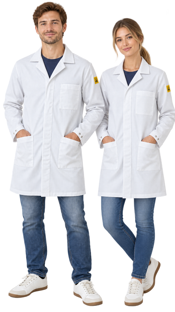 EP ESD Work Coat, White, XS