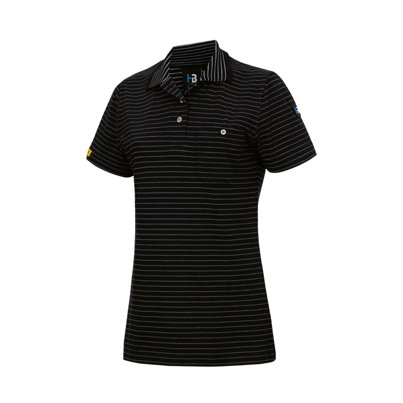 EP1002399-Conductex ESD-Poloshirt  Green Turtle Damen Schwarz Front 5003