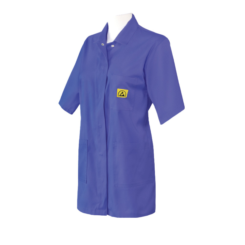 ESD-Damenmantel, kurzarm, dunkelblau, M