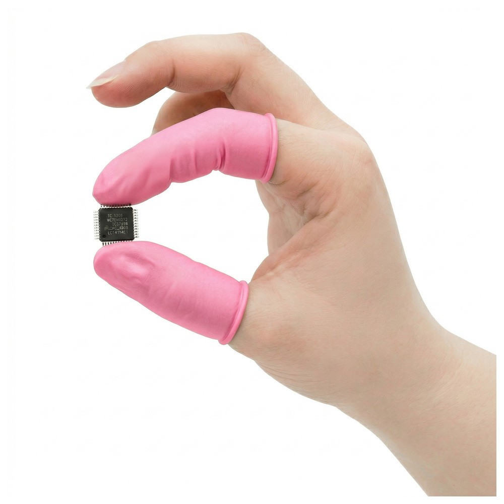 Finger cots, pink, antistatic, textured