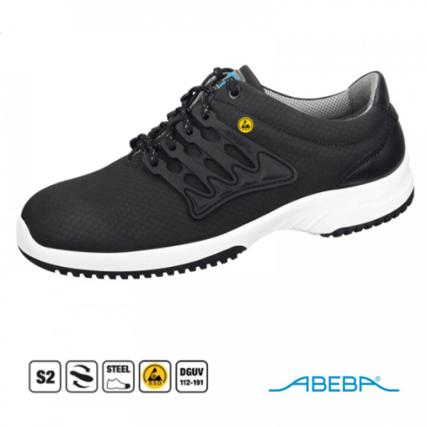Abeba ESD-Schuh mit Stahlkappe schwarz Funktionsleder Schnürschuh uni6 31761