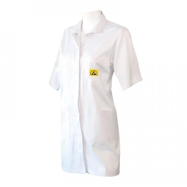 EP1004093 PROTEX ESD-Arbeitsmantel tailliert kurzarm weiß, Brusttasche, 2 Außentaschen, Tasche am linken Arm