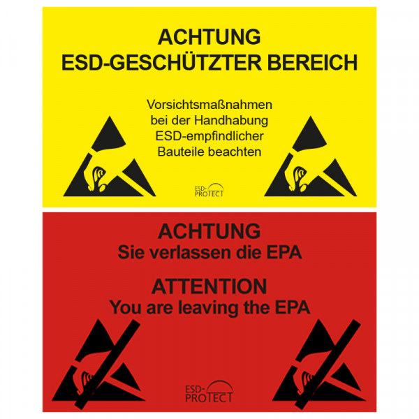 EPA-Warnschild und Ausgang, DE und DE-EN, 500x300