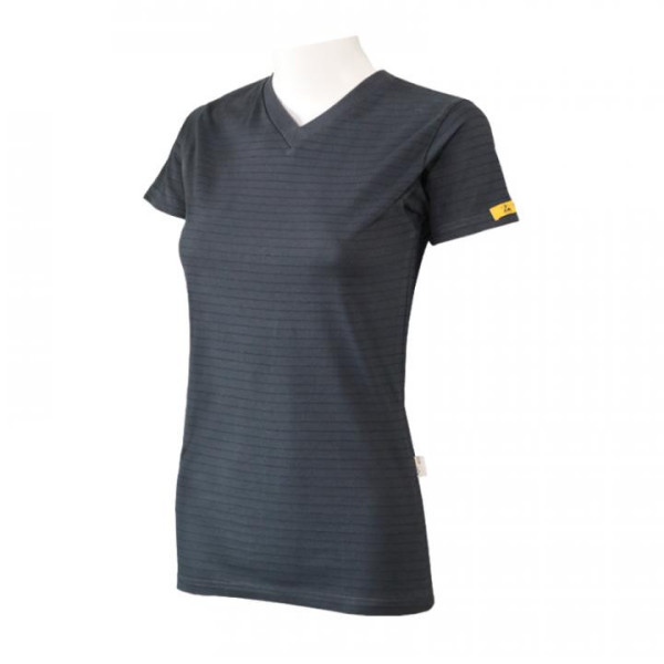 EP1001091 PROTEX ESD T-Shirt Damen dunkelgrau tailliert ESD-Logo auf linkem Ärmel