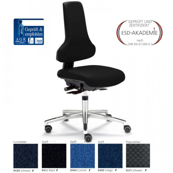 EP0805037 ERGO-PRO 800 BS2 ESD-Stuhl schwarz mit Sitzneige- (-5°) und Sitztiefenverstellung (5cm) AGR-zertifiziert