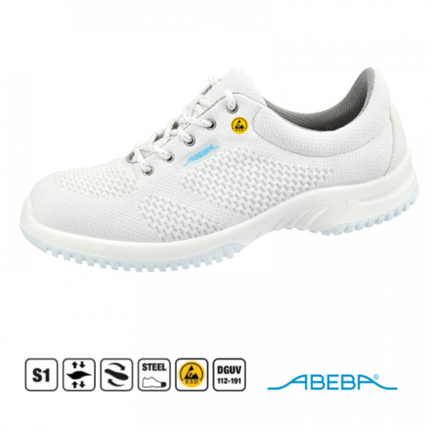 Abeba ESD-Schuh Sicherheitsschuh mit Stahlkappe weiß Textil Schnürschuh uni6 31772